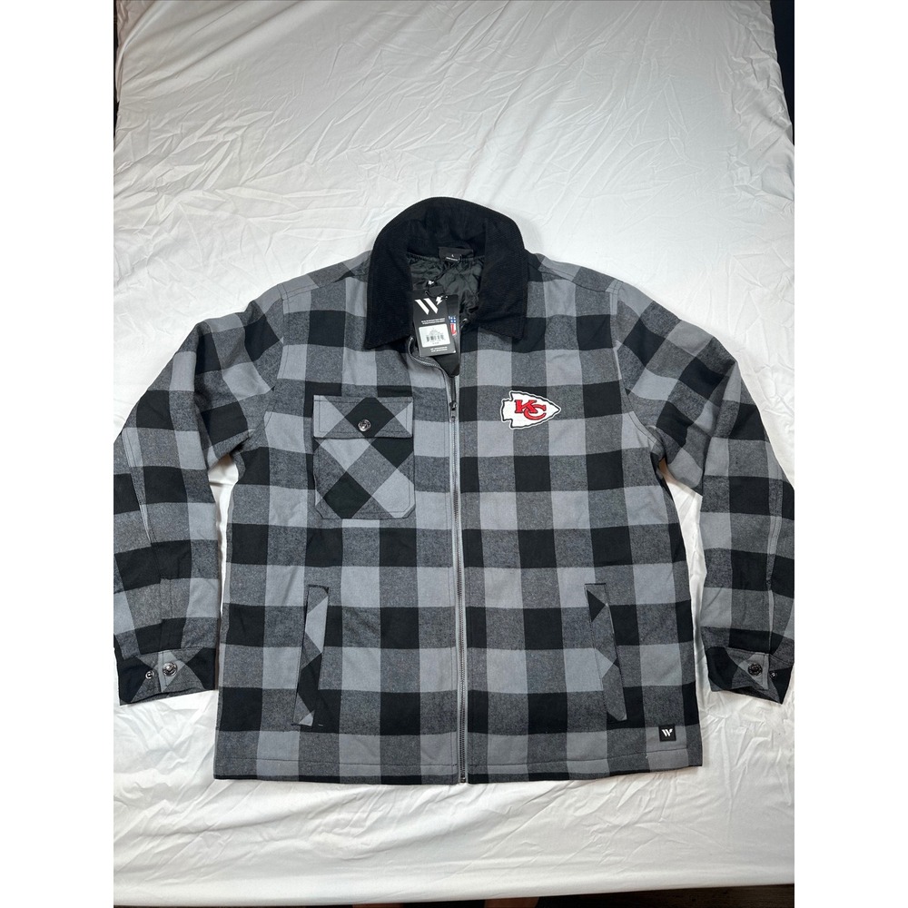 NFL Kansas City Chiefs Wild Collective Mens Flannel‎ Jacket - L Plaid